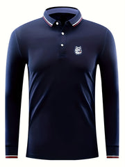 Dog Head Pattern Men's Long Sleeve Shirt