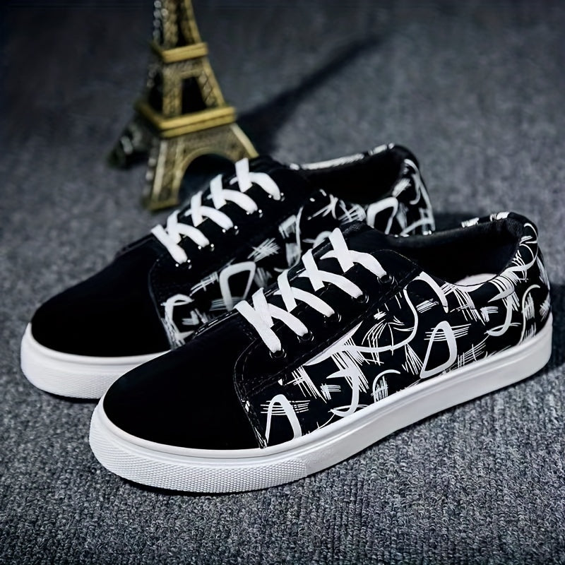Men's Striped Low Top Canvas Skate Shoes Casual Outdoor Sneakers