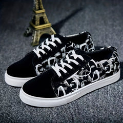Men's Striped Low Top Canvas Skate Shoes Casual Outdoor Sneakers