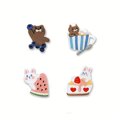 4pcs Animal Dessert Embroidery Stickers Clothes Decoration