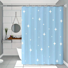 Waterproof Star Shower Curtain 12 Hooks Light Bathroom Decor