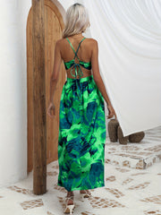 Floral Print Cut Out Cami Dress Backless Spaghetti Dress