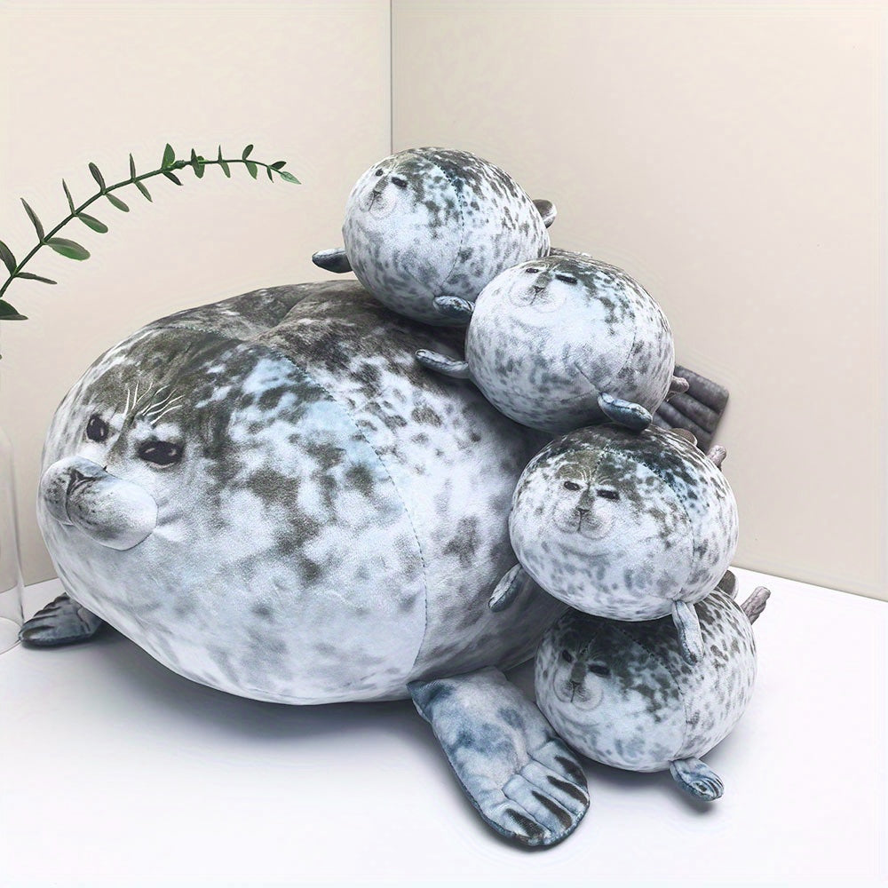 Ocean Park Big Seal Plush Doll with Four Pups Sea Lion