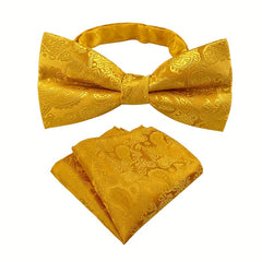 Paisley Bow Tie and Pocket Square Set for Groom Wedding