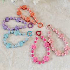 Dopamine Plum Blossom Beaded Keychain For Girls