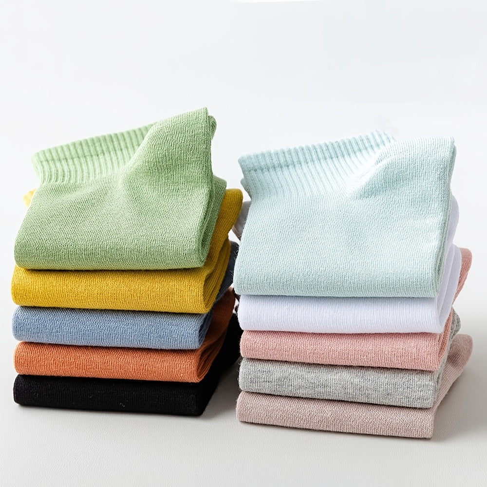 10 Pairs Women's Candy Cotton Ankle Socks Boat Socks Low Cut Ankle Cotton Sock
