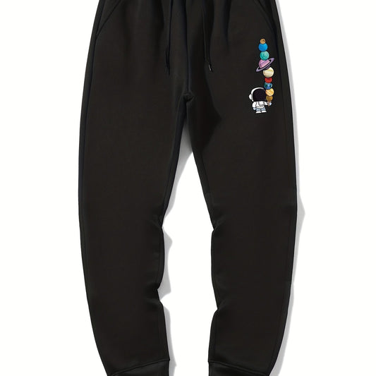 Astronaut Planet Print Men's Drawstring Sweatpants