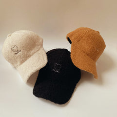 Fuzzy Teddy Pattern Warm Baseball Cap
