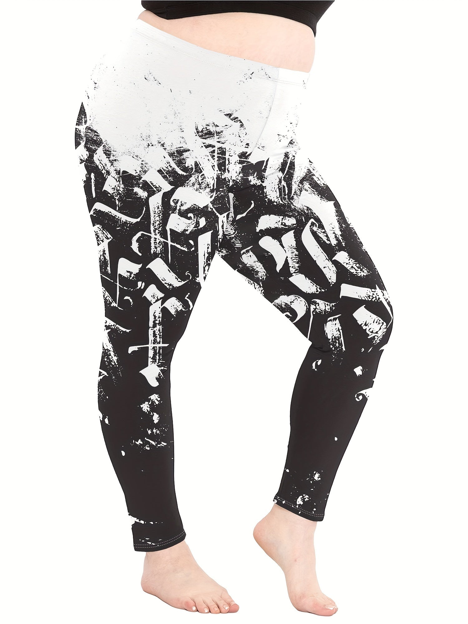 Colorblock Graphic Print Fitness Leggings