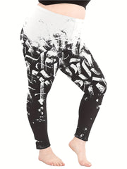Colorblock Graphic Print Fitness Leggings