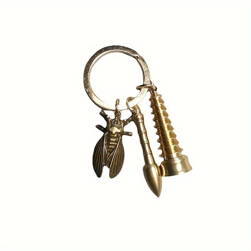 Brass Tower Pen Keychain Pendant Gift For Men Women