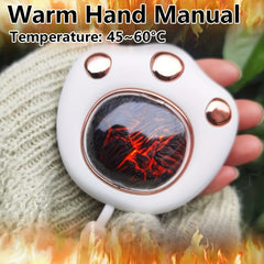 Portable Mini Cat Paw Hand Warmer USB Rechargeable 1200mAh Capacity