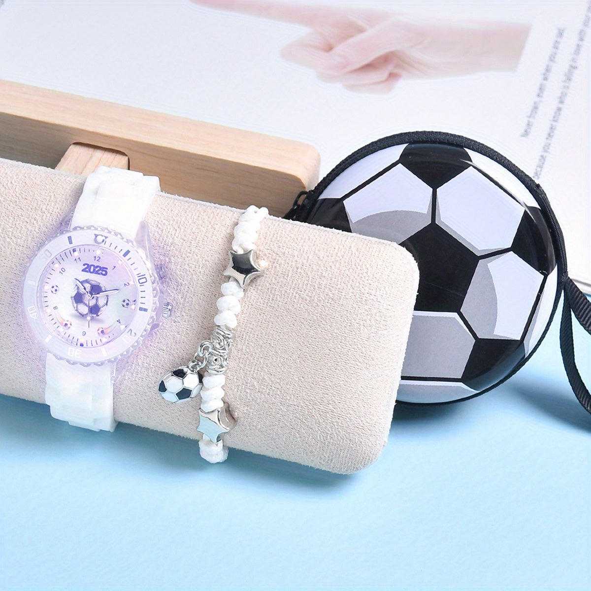 3pcs Silicone Soccer Fan Watch Bands & LED Light Up Wristwatches for Kids