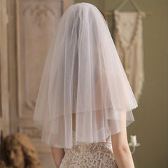 Double Layer Short Head Veil With Comb Mesh Veil Wedding Hair Accessories