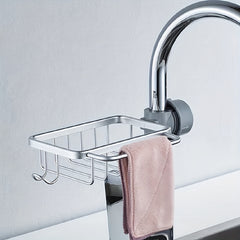 Kitchen Sink Drain Rack Sponge Storage Holder Soap Aluminum Drainer Shelf Basket