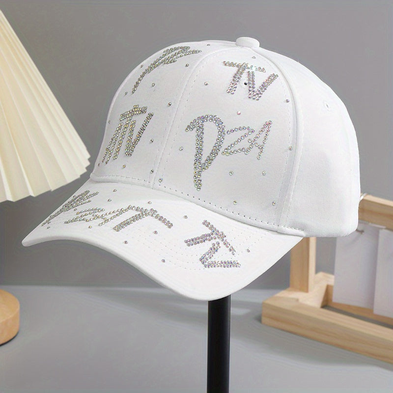 Rhinestone Letter Baseball Cap Solid Hip Hop Cotton Hat Lightweight