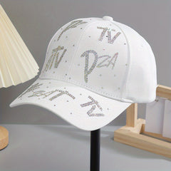 Rhinestone Letter Baseball Cap Solid Hip Hop Cotton Hat Lightweight