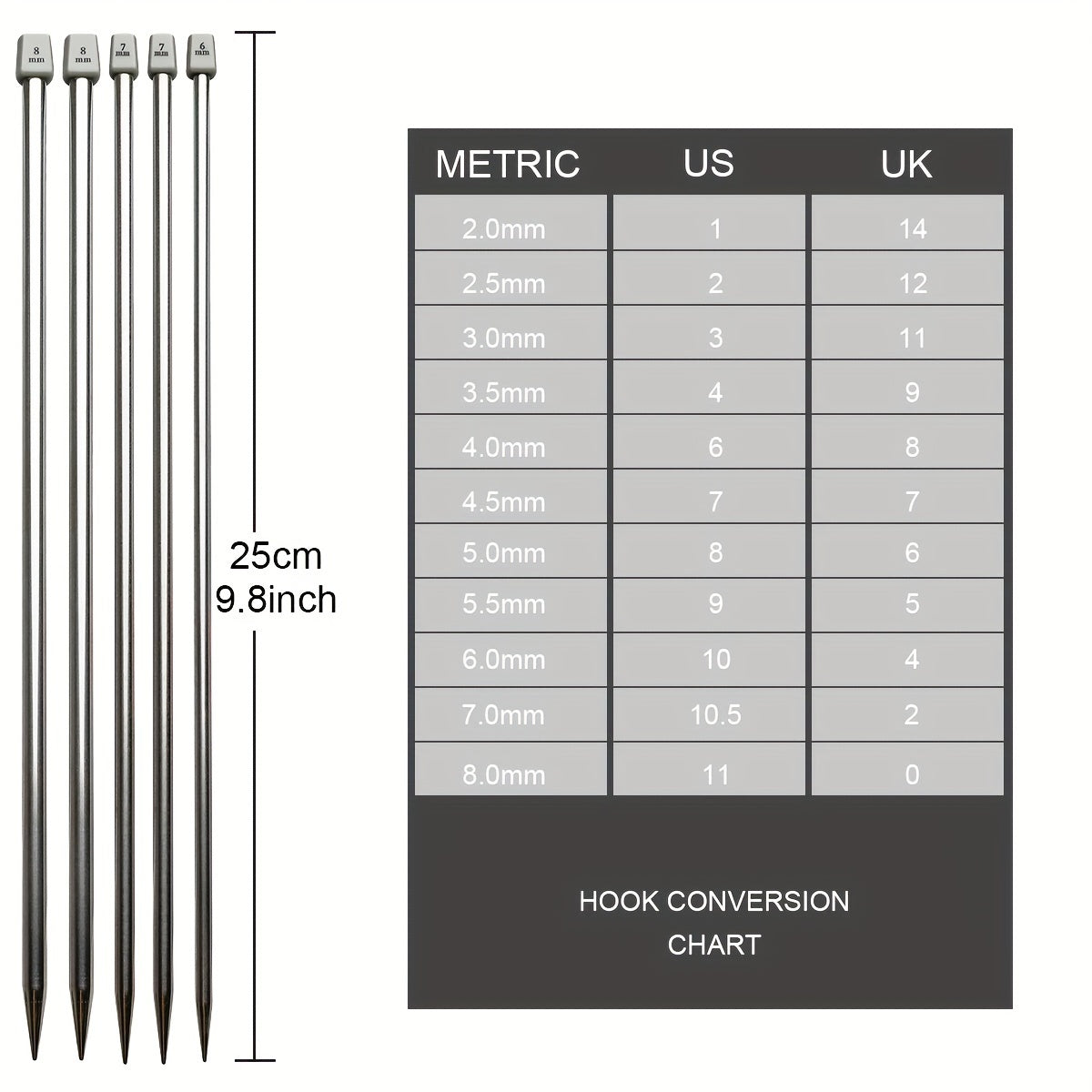22pcs Stainless Steel Sweater Needles Set For DIY Knitting Supplies