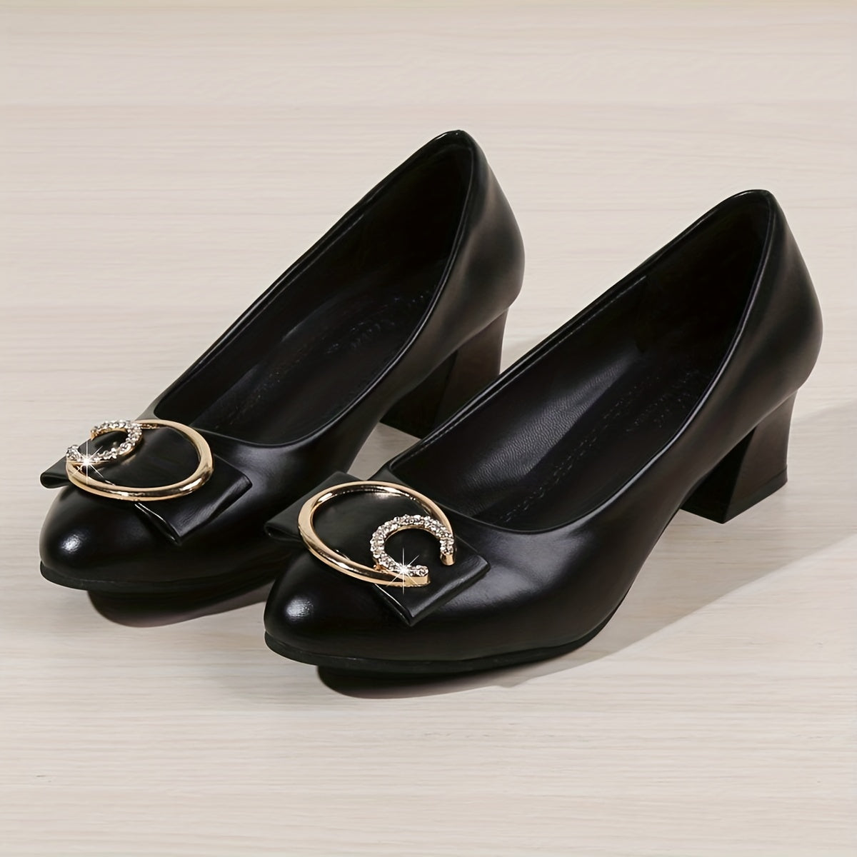 Women's Chunky Heel Comfort Pumps Closed Toe Slip On Shoes