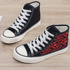 Girls High Top Love Hearts Skate Shoes Non Slip Casual Sneakers