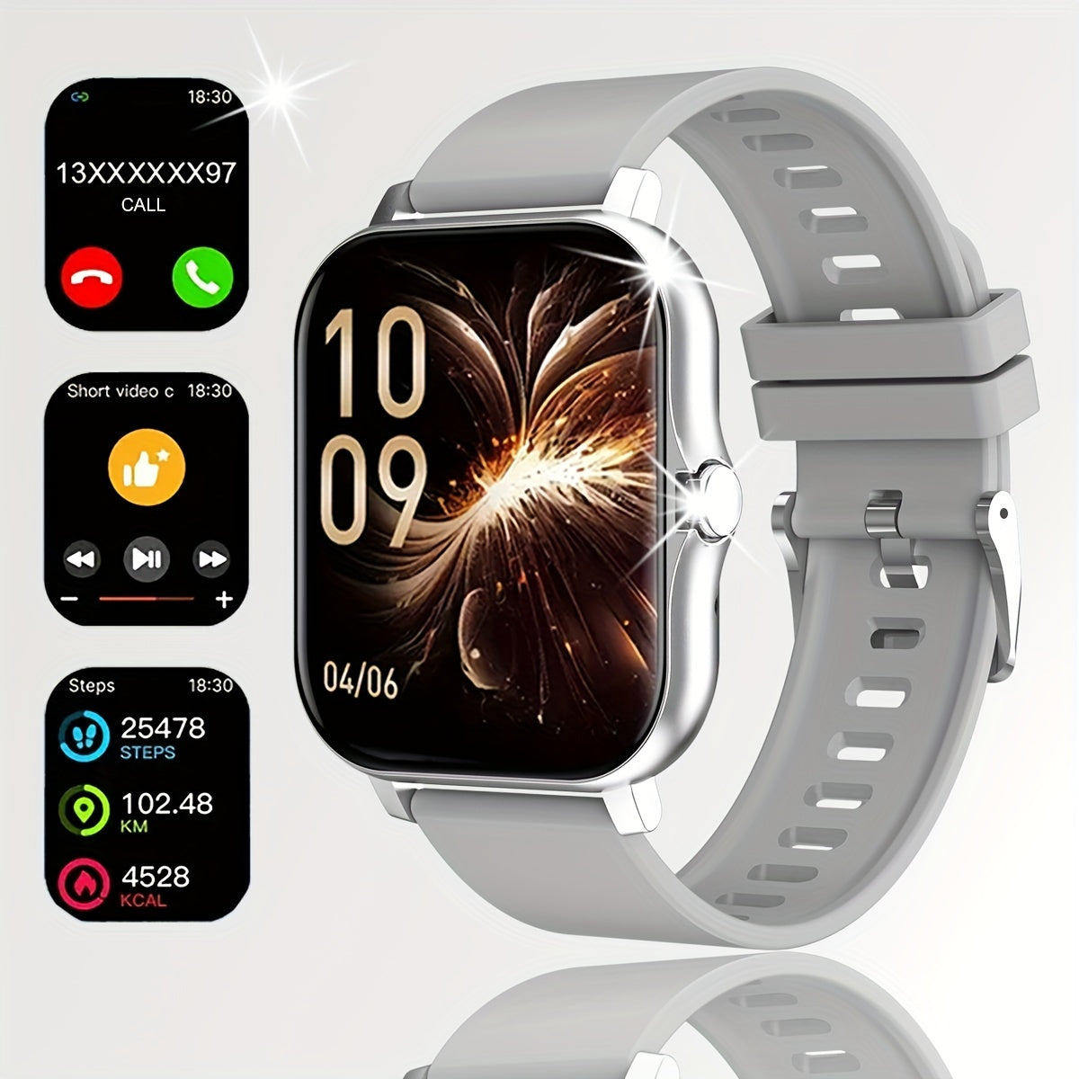 83-Inch Fitness Tracker Smartwatch with Customizable Dial and Wireless Calling