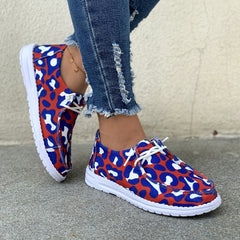 Leopard Pattern Canvas Casual Flat Shoes Lightweight Outdoor Walking Shoes