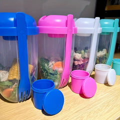 Thickened Transparent Salad Cup with Fork, Portable Breakfast Cup, Office Use