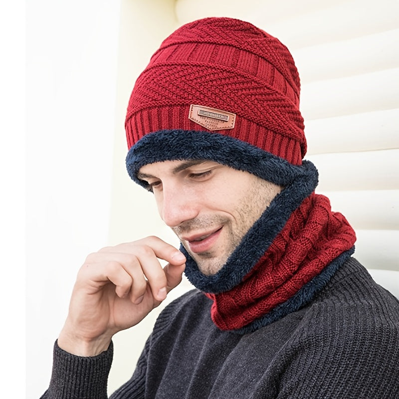 Winter Warm Hats & Scarf Set Pompom Cap Windproof Beanie