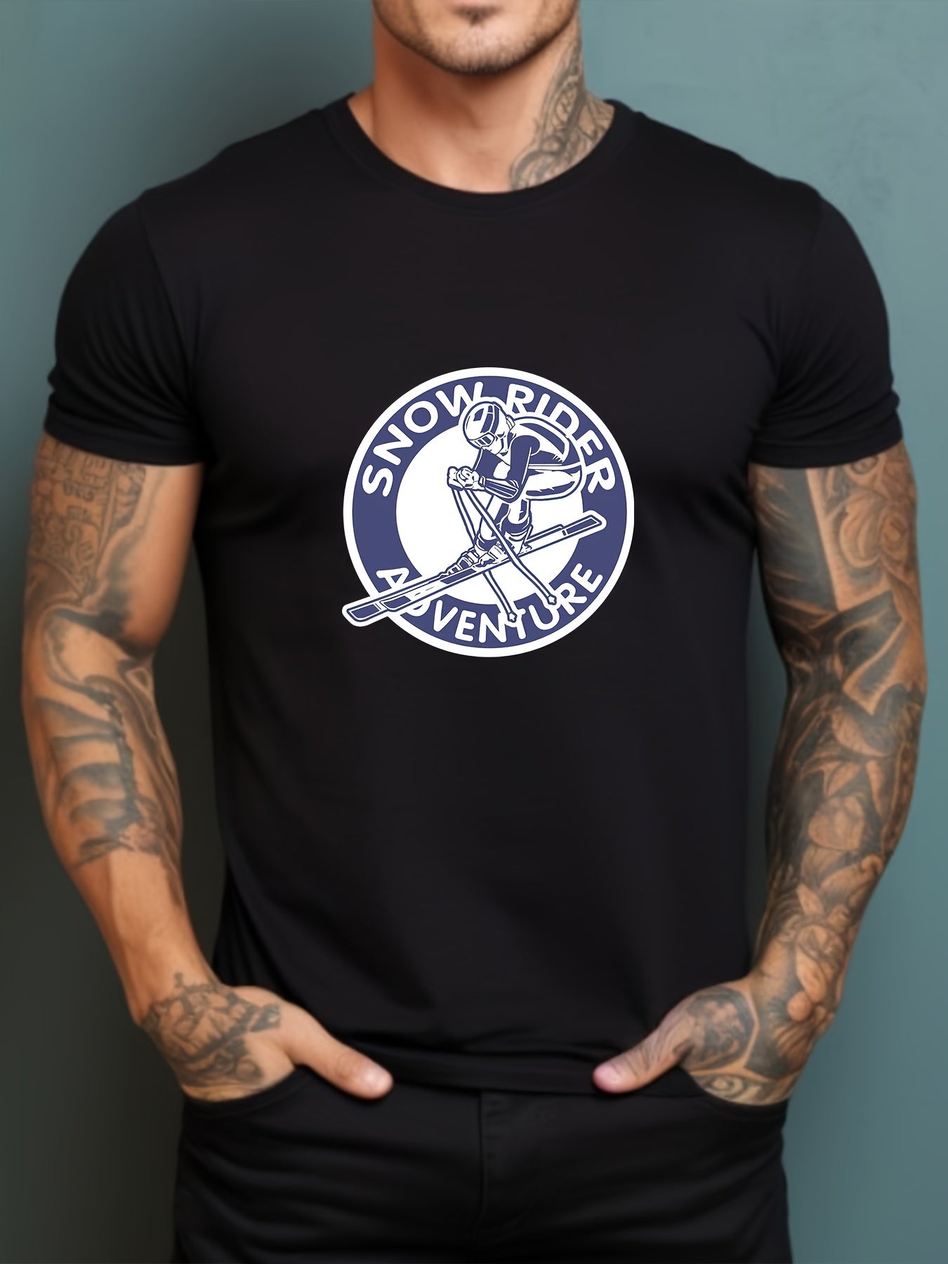 Snow Rider & Coconut Tree Men's Comfy T-shirt Graphic Tee