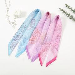 Chiffon Floral Print Scarf Silk Bandana Shawl Neckerchief Head Wrap