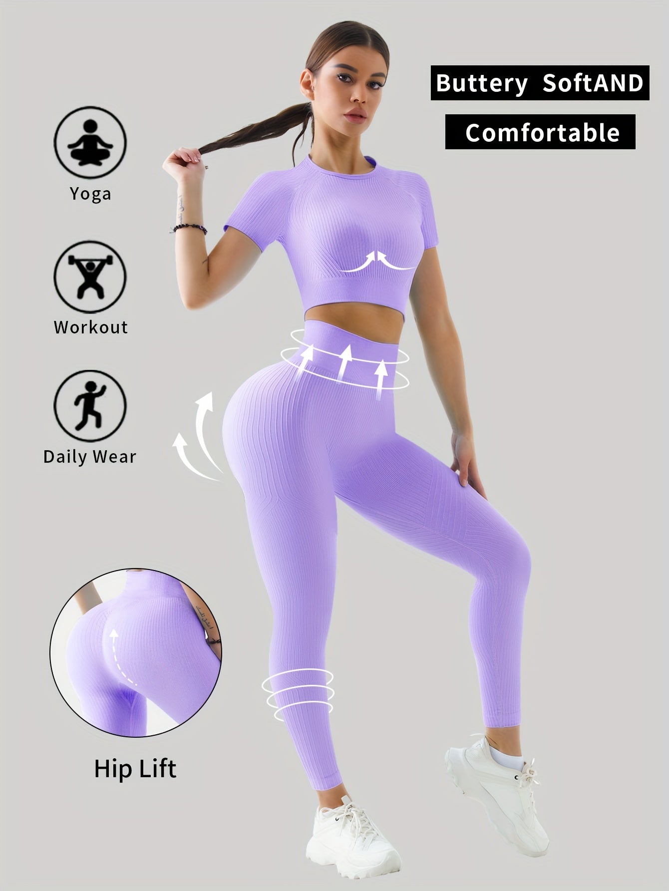 Yoga Crop Top & High Waist Leggings Set for Women