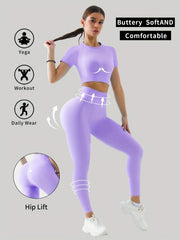 Yoga Crop Top & High Waist Leggings Set for Women
