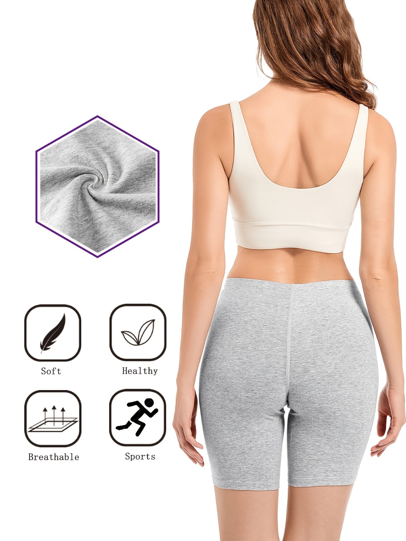 4 Pcs Breathable BoyShort Panties Medium Stretch Cotton Women's Lingerie