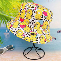 Unisex Duck Print Sunshade Bucket Hat for Outdoor Travel