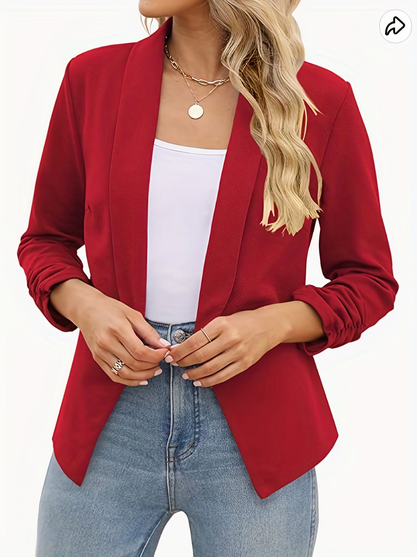 Solid Shawl Collar Blazer for Women