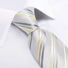 Men's Silk Tie Striped Solid Paisley Necktie Hanky Set
