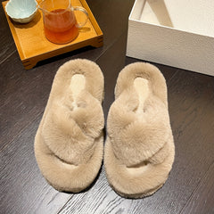 Women's Cross Strap Slippers Platform Shoes Winter Comfortable Slippers