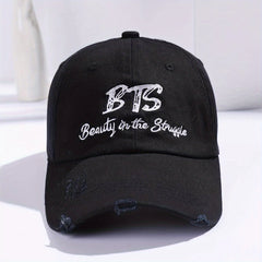 B T S Distressed Denim Baseball Cap