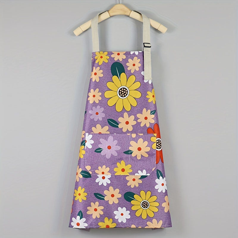 Stylish Flower Apron with Adjustable Halter for Chefs Gardeners Bakers