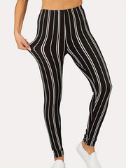 Striped Print High Waist Skinny Leggings Women's Clothing