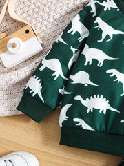 Boys Dinosaur Set Long Sleeve Pullover Top & Pants