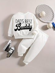 Baby Boy Casual Suit Letter Print Graphic Sweatshirt Pants Set Kids Clothes
