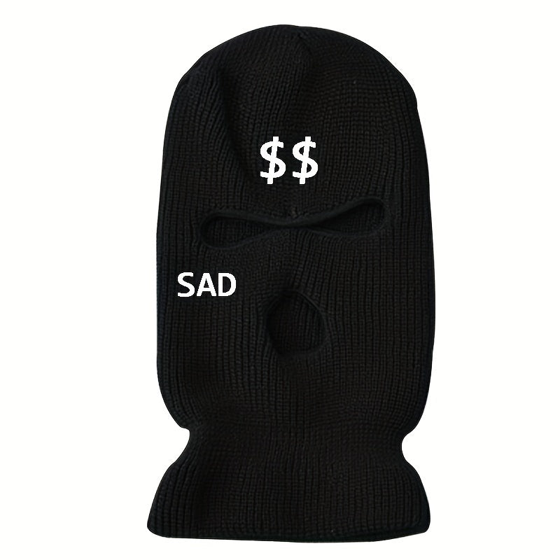 Winter Warm Knit Ski Mask Embroidery Windproof Balaclava Mask