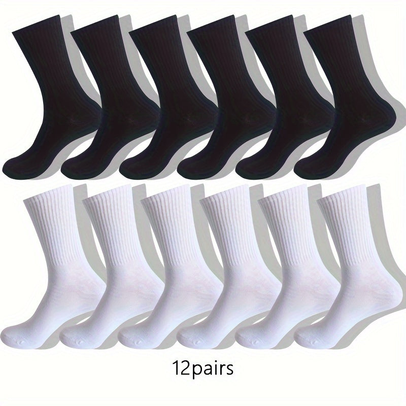 Men's Block Crew Socks - Breathable Comfy Casual Unisex Socks