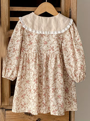 Toddler Girls Floral Dress Cotton Casual Dress Up