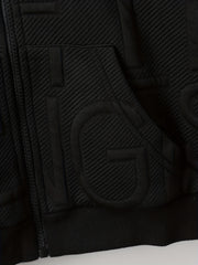 Boys Casual Textured Hooded Zip Up Jacket