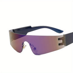 Y2K Rimless Sunglasses Flat Top Cyberpunk Eyewear