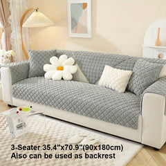 Plaid Sherpa Fleece Sofa Slipcover Solid Warm Cozy Sectional Sofa Covers