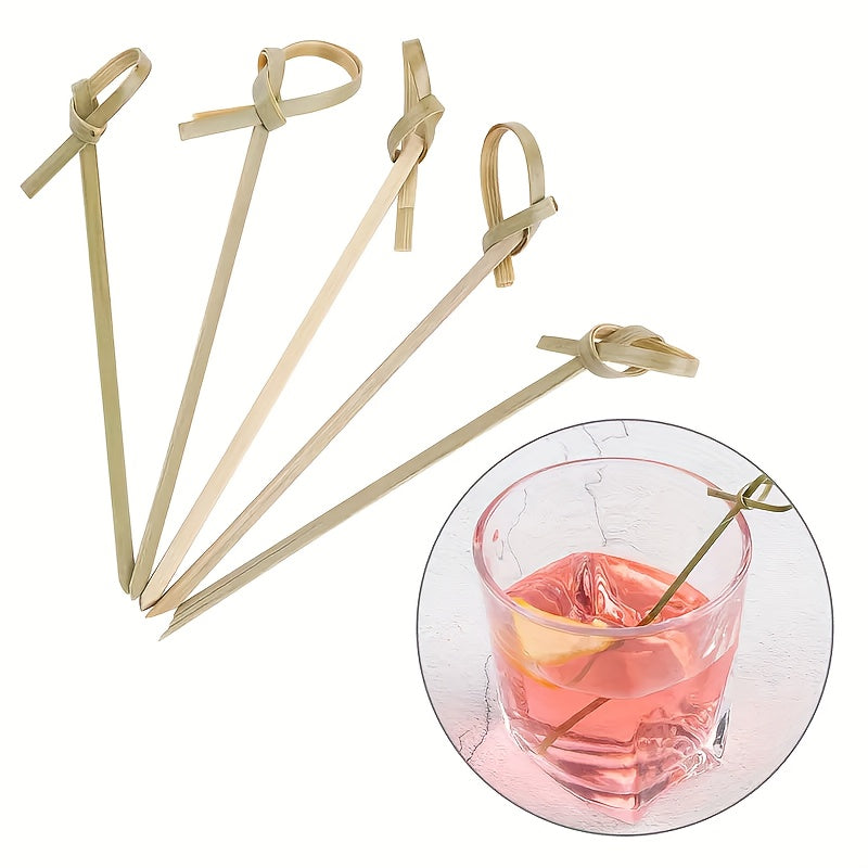 100pcs Bamboo Stick String Fruit Fork Cocktail Tomato Stick