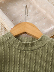 Girl Cable Textured Long Sleeve Casual Dress